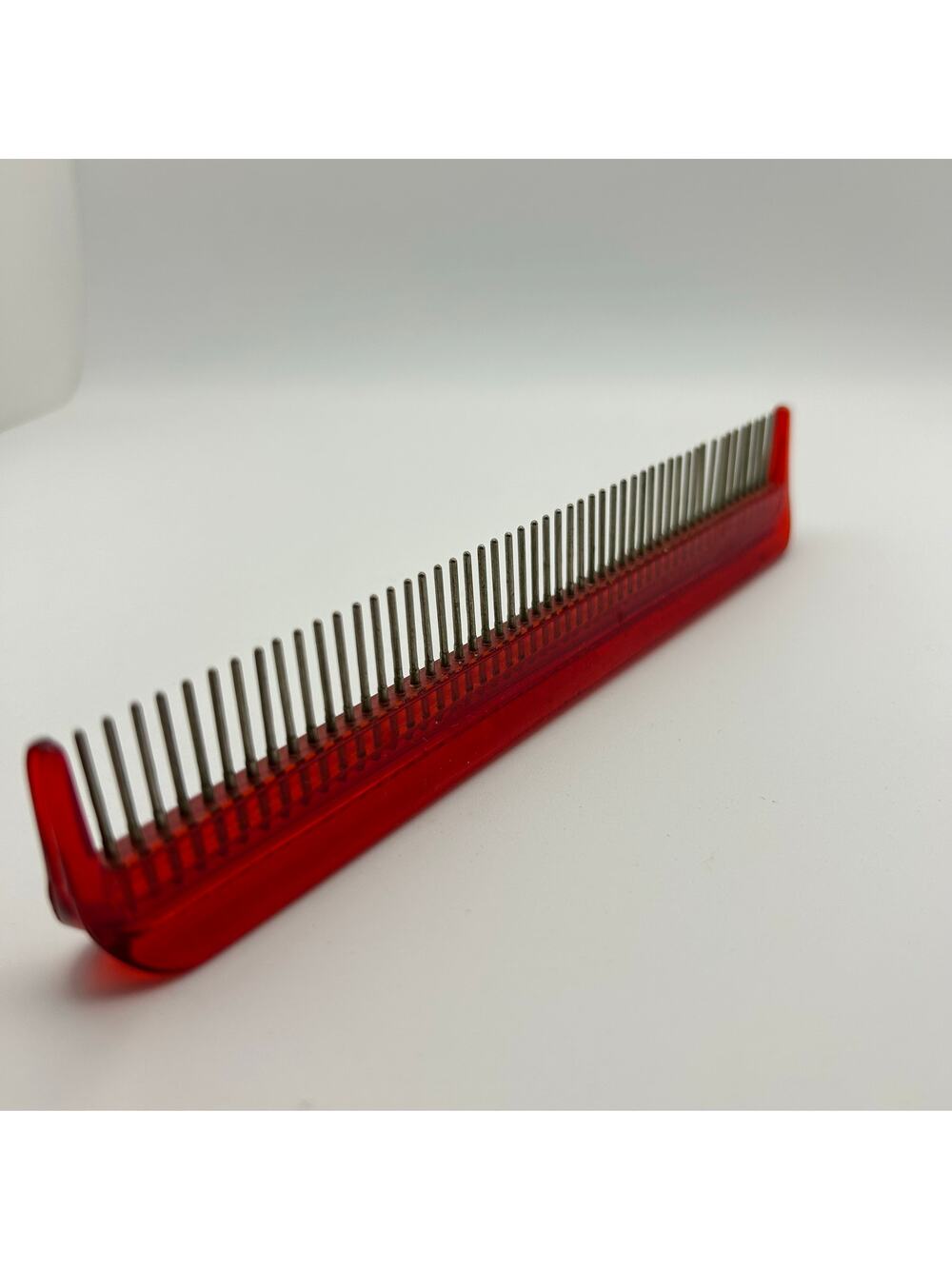 Vintage Untangler Comb Red Metal Rotating Teeth Made in USA Hair Tool